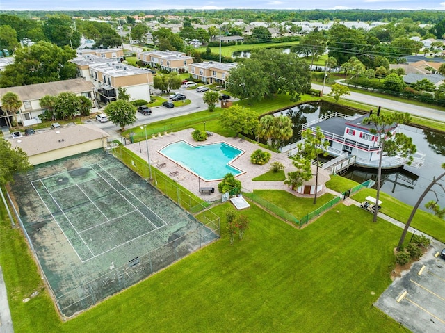 aerial view with a residential view