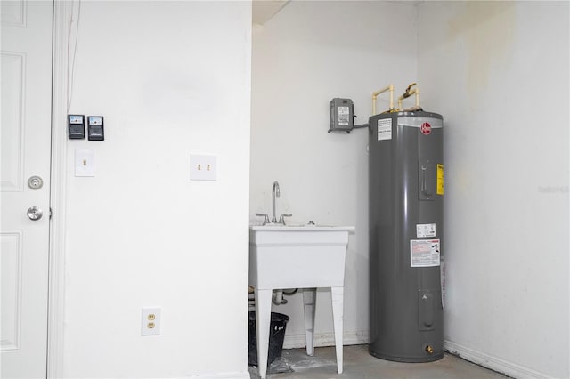 utility room with water heater