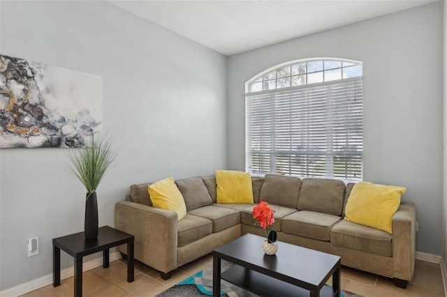 view of tiled living room