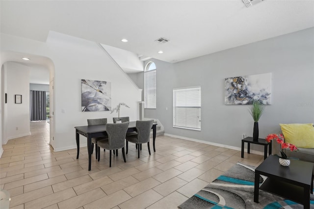 view of tiled dining space