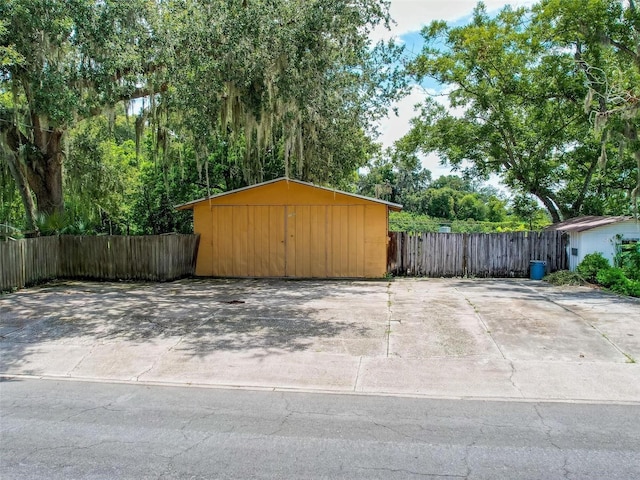 exterior space with an outbuilding