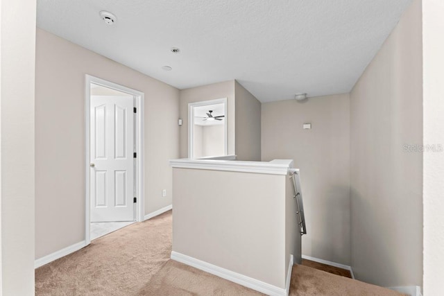 10617 Bamboo Rod Cir, Riverview, FL 33569 - hallway with an upstairs landing, light colored carpet, and baseboards