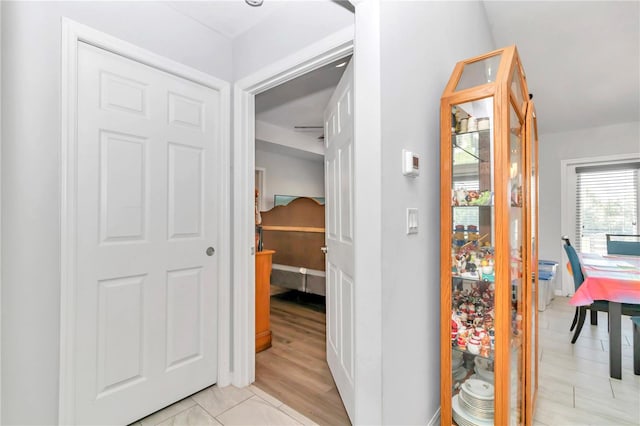 hallway with light wood-type flooring