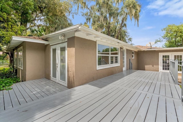 wooden deck with french doors