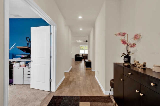 hall featuring light hardwood / wood-style floors