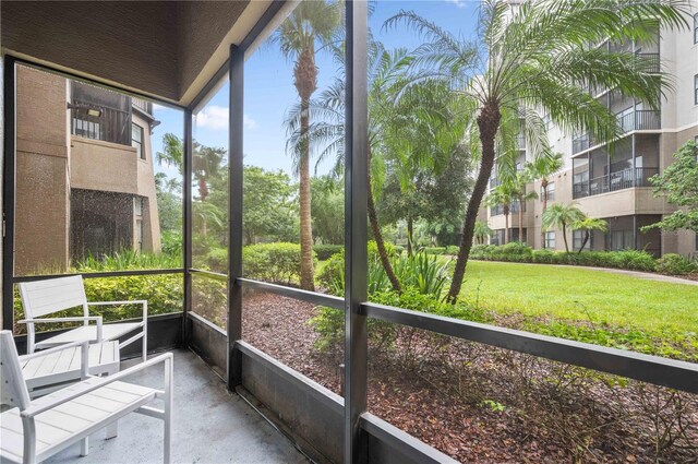 view of unfurnished sunroom