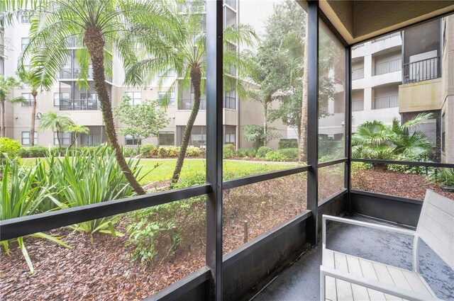 view of unfurnished sunroom