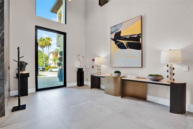 entryway with a towering ceiling