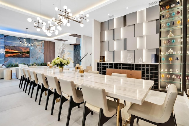 dining area with a chandelier