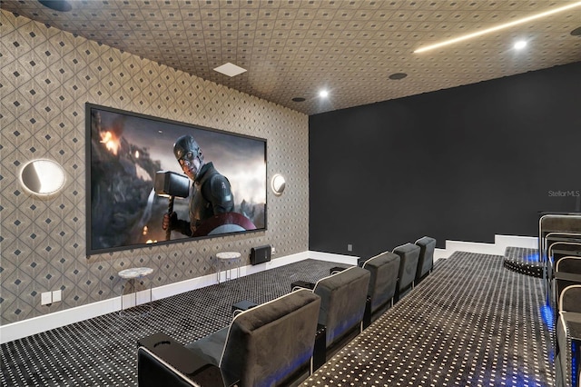 view of carpeted home theater