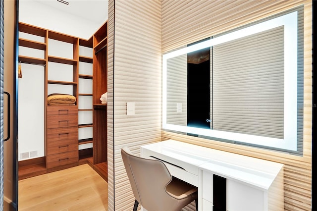 home office featuring light hardwood / wood-style flooring