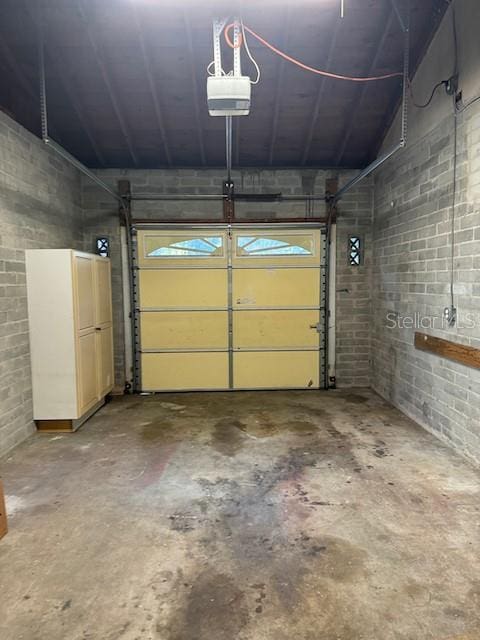 garage with a garage door opener