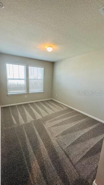 spare room with carpet and a textured ceiling