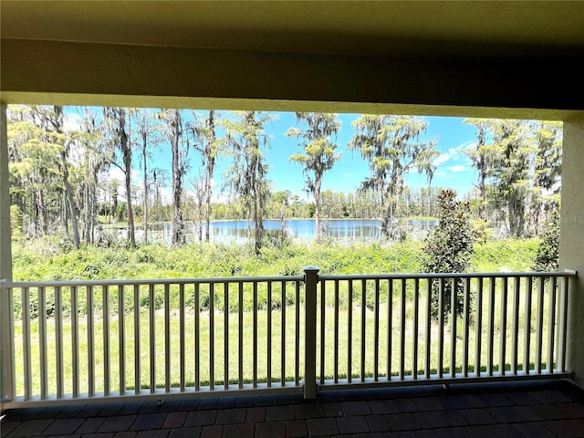 balcony with a water view