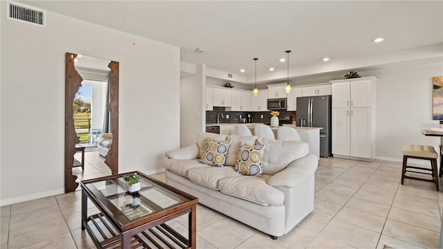 view of tiled living room