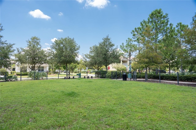 view of community featuring a lawn