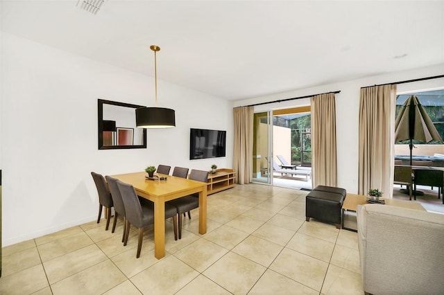 view of tiled dining room