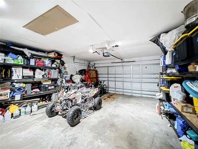 garage with a garage door opener