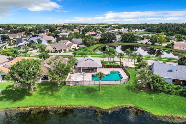 bird's eye view featuring a water view