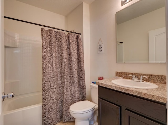 full bathroom featuring vanity, toilet, and shower / bath combo