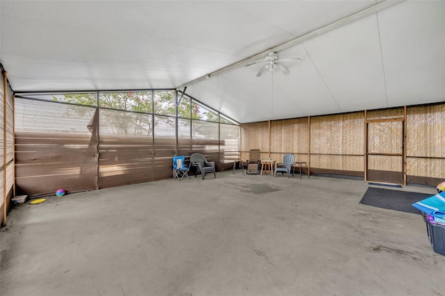 garage with wooden walls