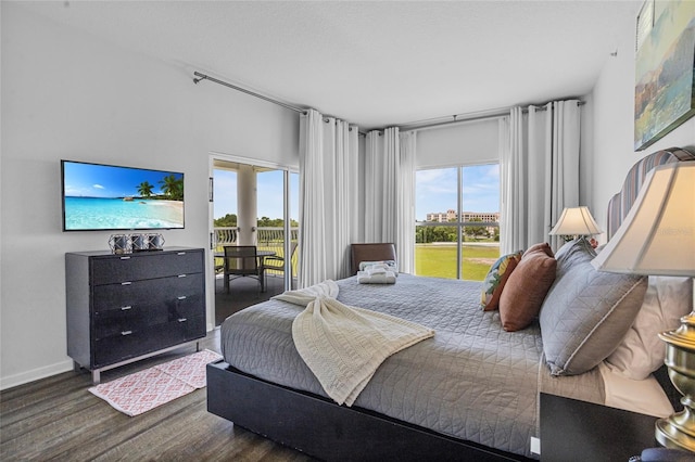 225 Celebration Pl Unit 427, Celebration, FL 34747 - bedroom featuring access to exterior, wood finished floors, and multiple windows