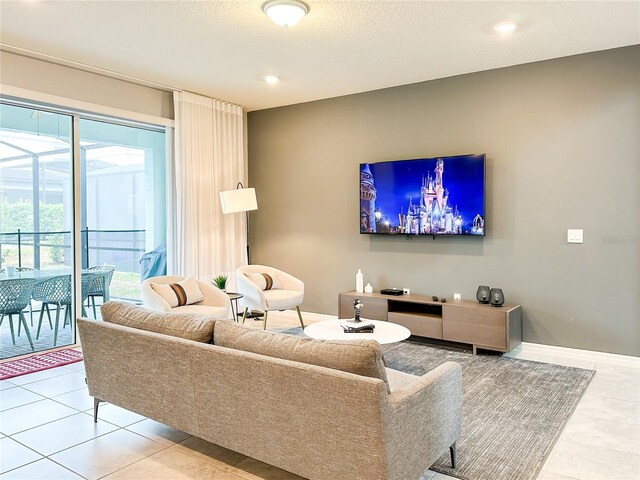 view of tiled living room