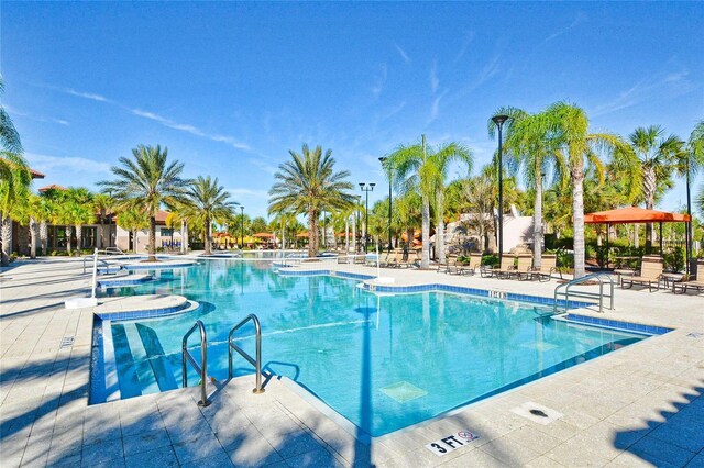 view of pool featuring a patio area