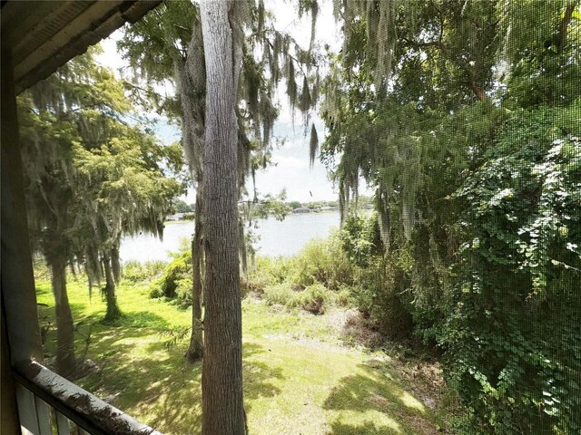 exterior space featuring a water view