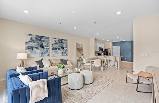 view of tiled living room