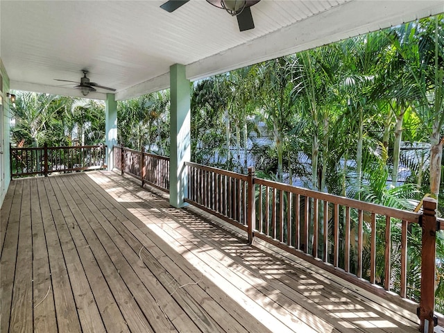 wooden terrace with ceiling fan