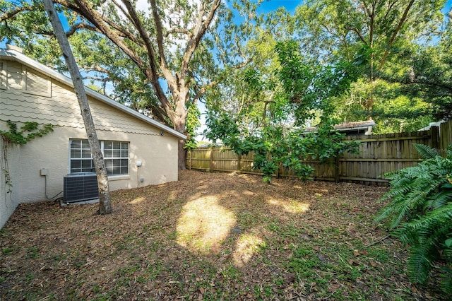 view of yard featuring central AC