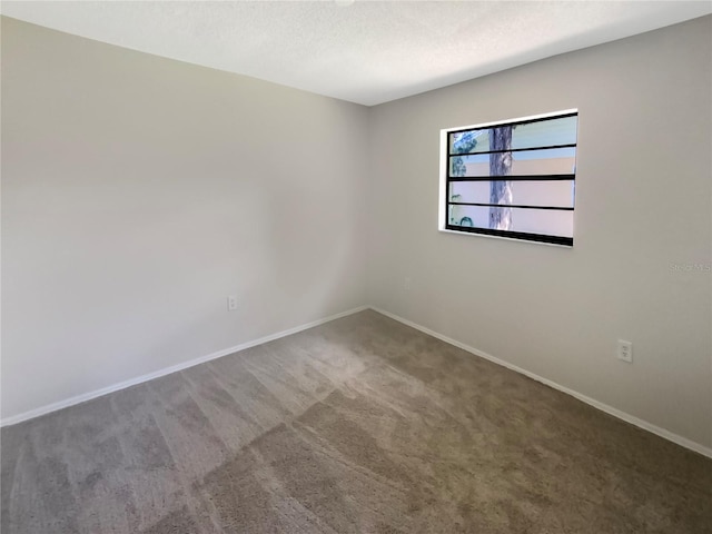 empty room with carpet flooring and a textured ceiling