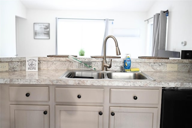 kitchen with dishwasher, sink, and white cabinets