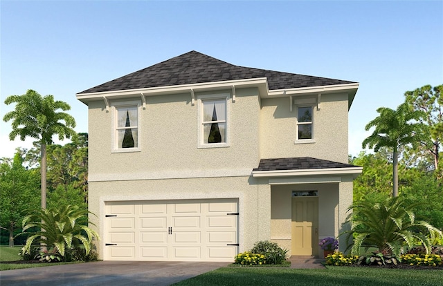 view of front of property featuring a garage