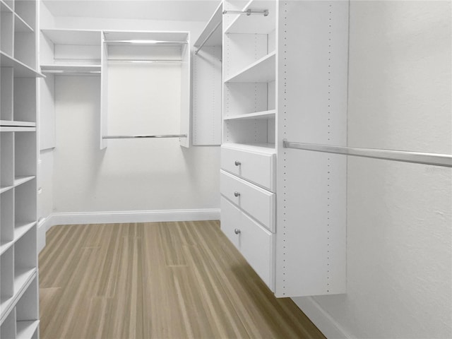 walk in closet featuring wood finished floors