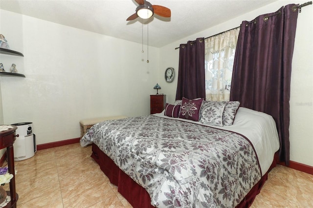 bedroom featuring ceiling fan