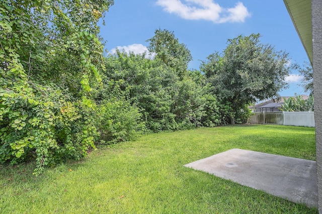 view of yard featuring a patio area and fence