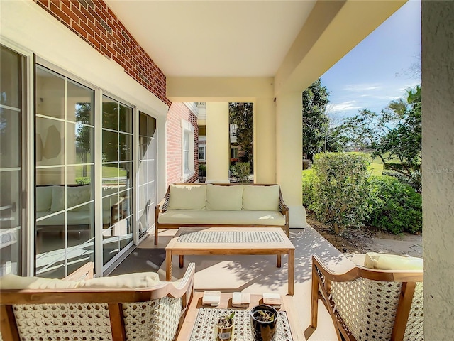 balcony featuring an outdoor living space