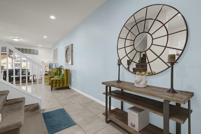 interior space with light tile patterned floors