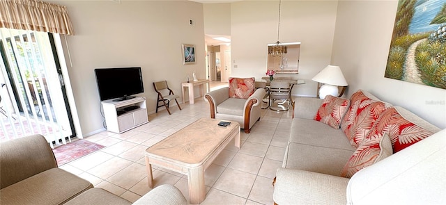 view of tiled living room