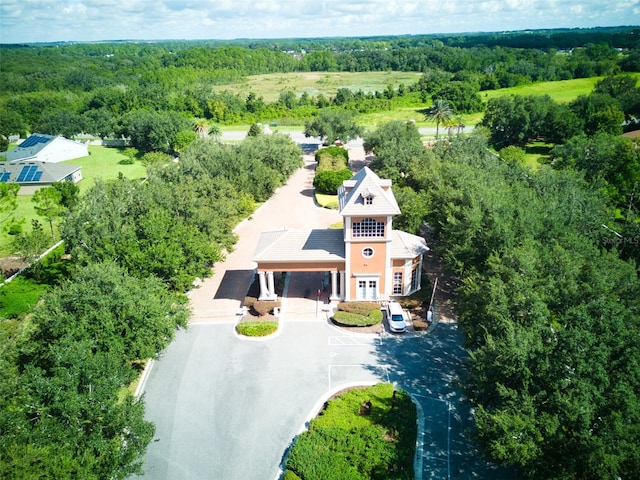 aerial view with a forest view