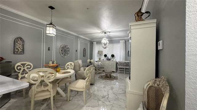 dining room with crown molding and plenty of natural light