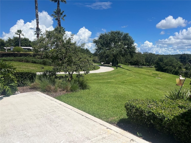 view of property's community featuring a lawn