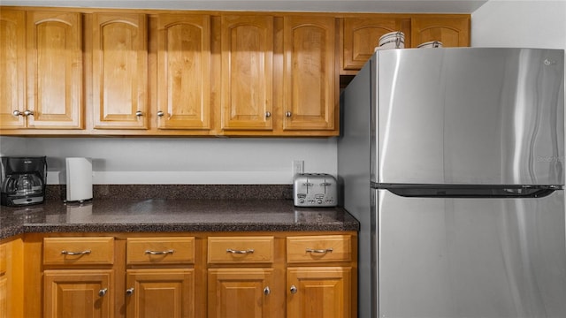 kitchen with stainless steel fridge