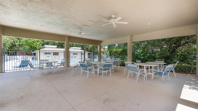 view of patio / terrace featuring ceiling fan