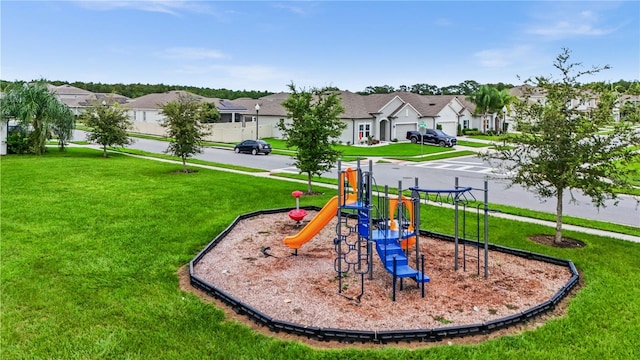 view of play area featuring a yard