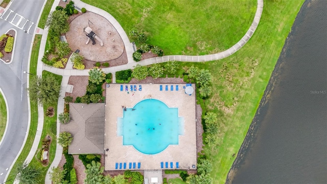 bird's eye view featuring a water view