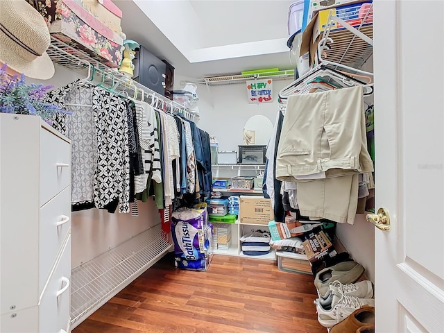 spacious closet featuring hardwood / wood-style flooring