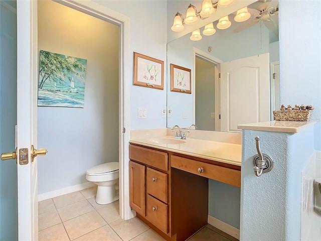 bathroom with tile patterned flooring, toilet, and vanity